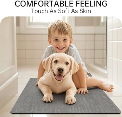 Mecko Bath Mat 24"x48",Ultra Thin Bathroom Rug fit Under doorGrey