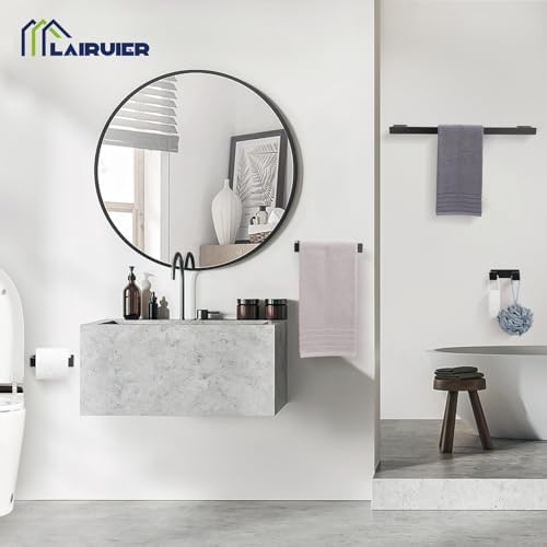 Lairuier Matte Black Bathroom Accessories, 23.6 inches Towel Bar Set