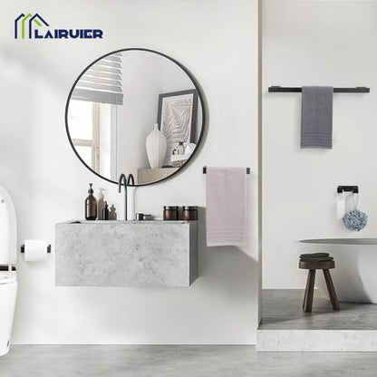 Lairuier Matte Black Bathroom Accessories, 23.6 inches Towel Bar Set