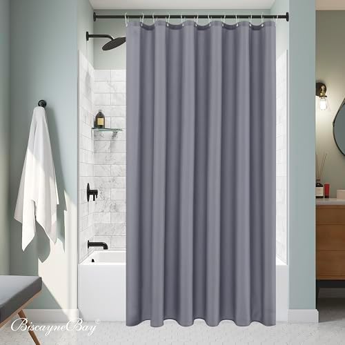 Fabric Shower Curtain Liner 72"W x 84"L-Dark Grey Extra Long Shower Liners