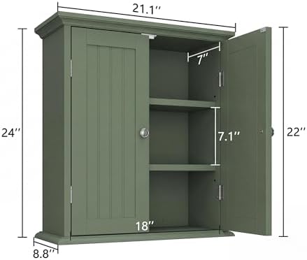 ChooChoo Bathroom Wall Cabinet with 2 Doors, Over The Toilet
