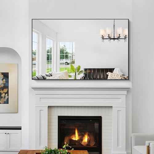 COFENY Black Bathroom Mirror for Wall, 60x36 Inch Rectangle Mirrors with Metal Frame, Large Modern Vanity Wall Mirror for Bathroom Living Room, Entryway Hangs Horizontal or Vertical