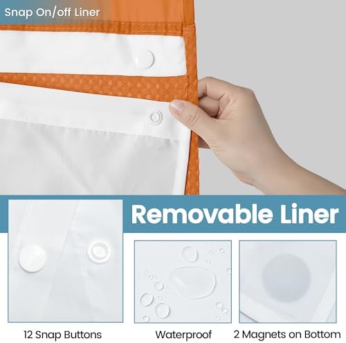 Heavyweight Waffle No Hook Shower Curtain with Liner, Burnt Orange, 71x74