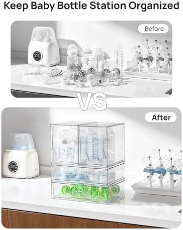 Vtopmart Clear Stackable Storage Drawers Set of 8, Plastic Organizer Bins