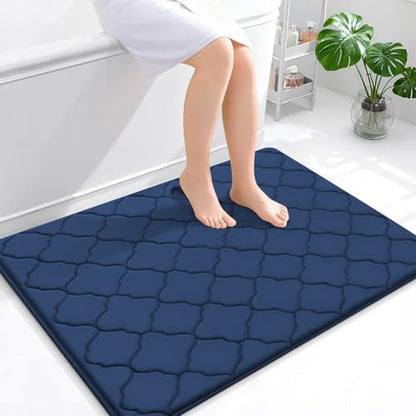 OLANLY Memory Foam Bath Mat Rug 40x32, Ultra Soft Bathroom Rugs, Navy