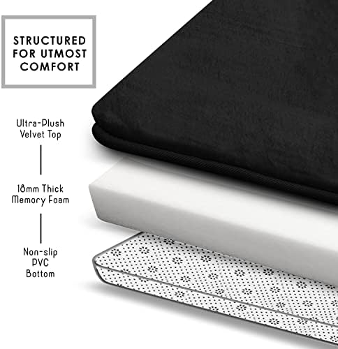 Clara Clark 2 Piece Bathroom Rugs Bath Mat Set, Velvet Memory Foam Bath Mats for Bathroom - Non-Slip, PVC Backing Bath Rugs, Washable - Dries Quickly, Black