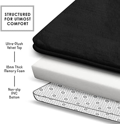 Clara Clark Bathroom Rugs, Velvet Memory Foam Bath Mat, Non-Slip, Machine Washable Bath Rugs - Dries Quickly, Ultra Soft Plush Bath Mats for Bathroom, 20 x 24, Black