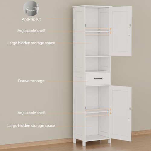 Homhedy 67" H Tall Bathroom Storage Cabinet with Barn Doors and Drawer