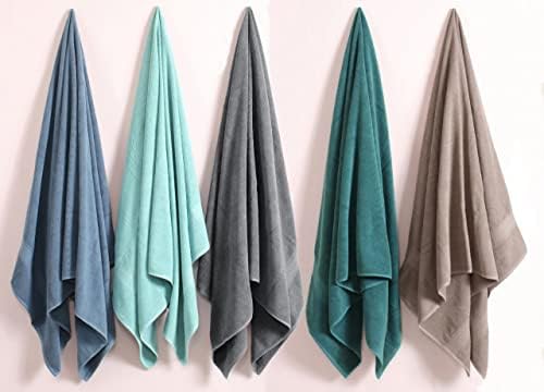HILLFAIR 100% Cotton 2 Pc XXL Oversized Bath Towel Set 40"x 80"- Stone