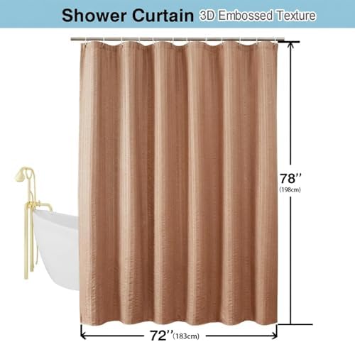Aiyufeng Moga Coral Shower Curtain - 3D Embossed Cloth Shower Curtain for Bathroom, Hotel Luxury Bathroom Curtains, Machine Washable, Standard Size 72Wx78H