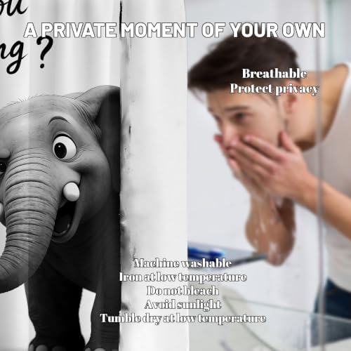 Extra Tall Shower Curtain XL are You Pooping Elephant, 70 x 78 Inchs