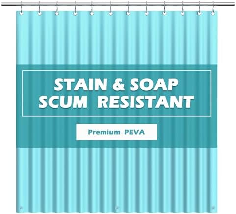 EHZNZIE Aqua Shower Curtain Liner 72x72, PEVA Waterproof Bath Curtain, No Chemical Smell, 3 Weighted Magnets, Durable with Rustproof Metal Grommets