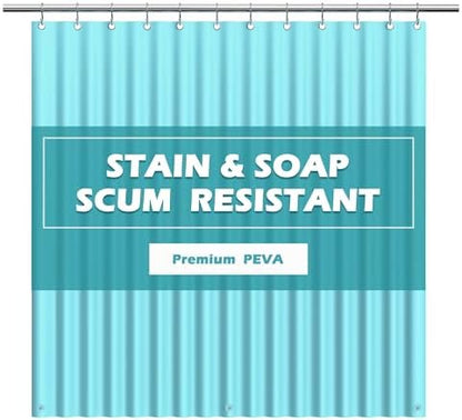 EHZNZIE Aqua Shower Curtain Liner 72x72, PEVA Waterproof Bath Curtain, No Chemical Smell, 3 Weighted Magnets, Durable with Rustproof Metal Grommets