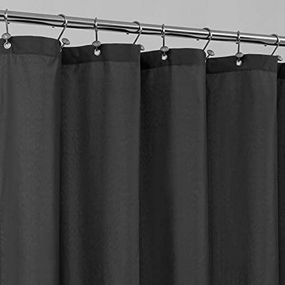 ALYVIA SPRING 72x96 Extra Long Waterproof Fabric Shower Curtain Liner Black