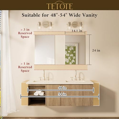 TETOTE Frameless Mirror 2 Packs 16" x 24" Tempered Vanity Mirror for Bathroom, Bedroom, Living Room, Entryway, Hallway, Home Gym, Vertically/Horizontally
