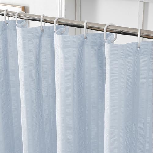 Aiyufeng Glacier Blue Shower Curtain for Bathroom, Embossed Textured Fabric Shower Curtain for Bathroom - Soft Cloth & Hotel Spa, Machine Washable, 72X78,Glacier Blue