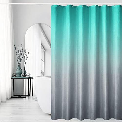 Gibelle Teal Grey Ombre Fabric Shower Curtain for Bath Decor, 72 x 72