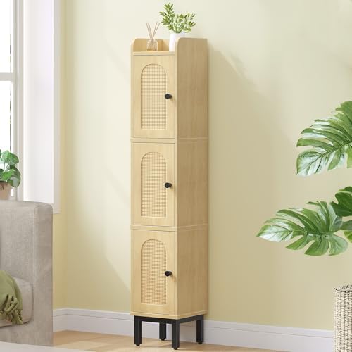 Hzuaneri Slim Bathroom Storage Cabinet, Narrow Bathroom Organizers,3 Doors