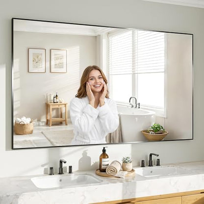 Koonmi Black Mirrors for Wall, 36x60 Inch Bathroom Mirror, Rectangular Wall Mirror for Living Room Bedroom Bathroom, Hangs Horizontally or Vertically