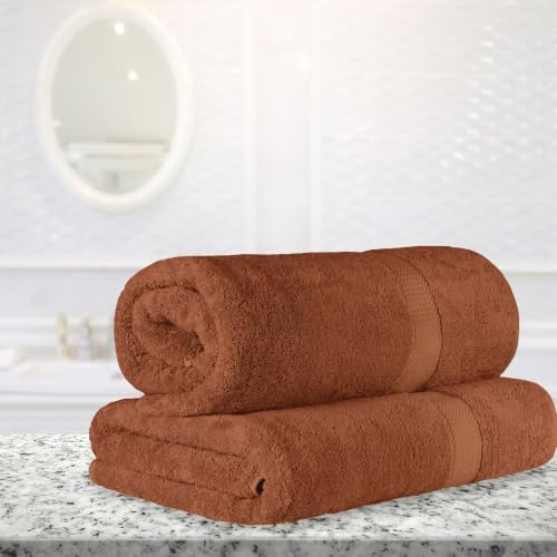 SUPERIOR Egyptian Cotton Pile Heavyweight Bath Sheet, 2 Piece Set, Rust
