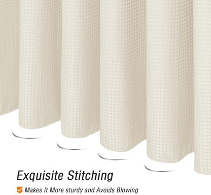 Gibelle Extra Long Ivory Fabric Shower Curtain, 72 x 84