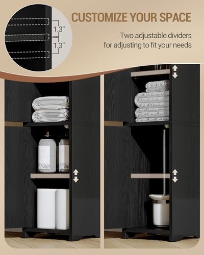 Hzuaneri Bathroom Storage Cabinet, Small Corner Floor Cabinet with 2 Doors