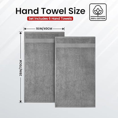 Infinitee Xclusives 100% Cotton Hand Towels for Bathroom - Set of 6