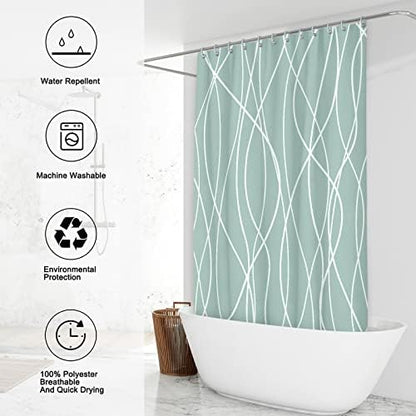Striped Shower Curtain for Bathroom, Light Green, 72" W x 72" L