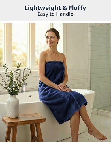LANE LINEN Bath Sheet Set Absorbent Quick Dry 100% Cotton 4 Pack - Navy