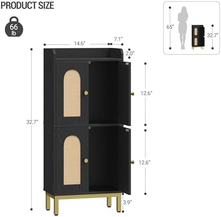 Hzuaneri Bathroom Cabinet, Small Storage Cabinet with 4 Doors