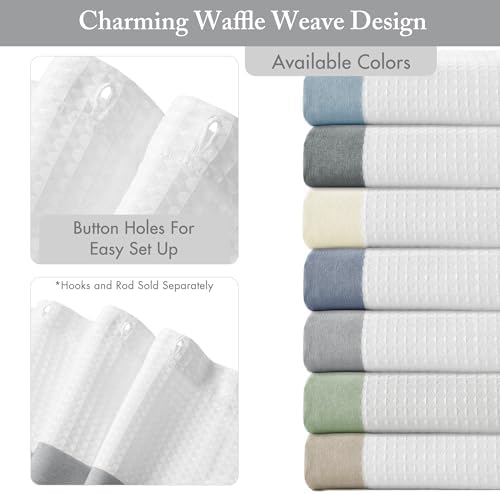 Madison Park Spa Waffle Shower Curtain Pieced Fabric with 3M Scotchgard Moisture Management Modern Home Bathroom Decorations, Wide 108"x72", Grey