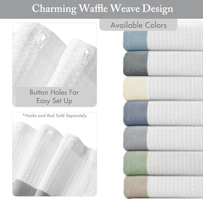 Madison Park Spa Waffle Shower Curtain Pieced Fabric with 3M Scotchgard Moisture Management Modern Home Bathroom Decorations, Wide 108"x72", Grey