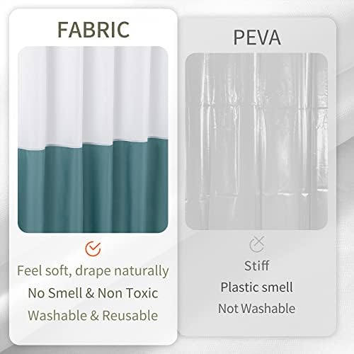 ALYVIA SPRING Waterproof Fabric Shower Curtain or Liner White/Teal, 72x72