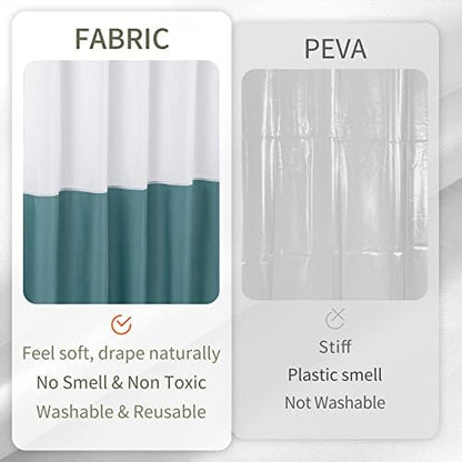 ALYVIA SPRING Waterproof Fabric Shower Curtain or Liner White/Teal, 72x72