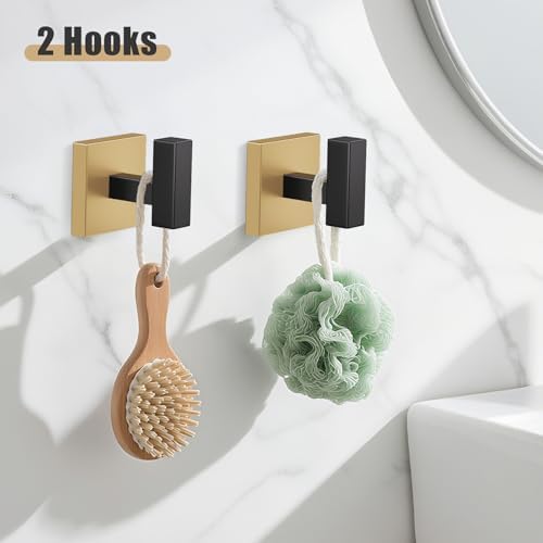 YACVCL 5-Pieces Black and Gold Bathroom Hardware Accessories Set Stainless Steel Bathroom Towel Bar Set Towel Holder Set for Bathroom,Upgraded Toilet Paper Holder with Shelf,Wall Mounted 23.6"