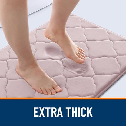 OLANLY Memory Foam Bath Mat Rug 44x24, Ultra Soft Bathroom Rugs, Dusty Rose