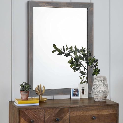 AAZZKANG Wooden Mirror Rectangle Rustic Mirrors for Wall Decorative for Bedroom Bathroom Living Room Entryway Hanging Home Decor 28"x20"