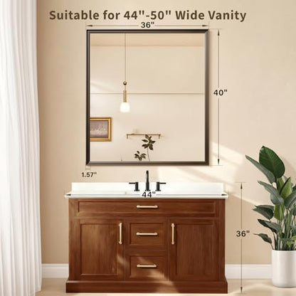 Retro Copper Effect Framed Wall Mirror, 36x40 Rectangle Mirror