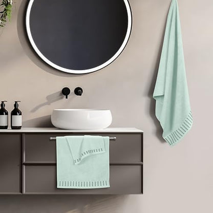 BELIZZI HOME Ultra Soft 3 Pack Cotton Towel Set, Contains a Bath Towels 28x55 inch, a Hand Towels 16x24 inch & a Wash Cloths 12x12 inch, Ideal Everyday use, Compact & Lightweight - Sea Green