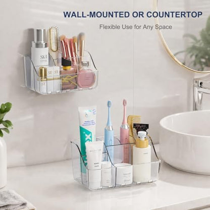 Sotfamily Clear Kids Toothbrush Holders for Bathrooms, 2-Pack(No-Drill)