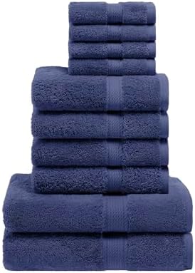 SUPERIOR Egyptian Cotton Ultra Plush & Absorbent, 10 Piece Set, Navy Blue