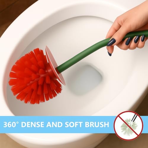 Deep & Sturdy Toilet Bowl Brush with Holder - Strawberry Bowl Brush - Durable Scrubbing - Toilet Cleaners - Household Essentials - Bathroom Cleaner - Cleaning Supplies - Household Supplies