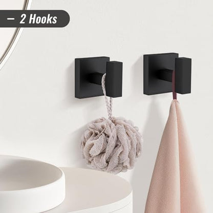YACVCL Black Towel Bar Set 5-Piece Bathroom Hardware Accessories Set,SUS304 Stainless Steel Towel Rack Set,23.6 Inch Towel Bar,Toilet Paper Holder,Towel Ring and Towel Hooks,Wall Mounted
