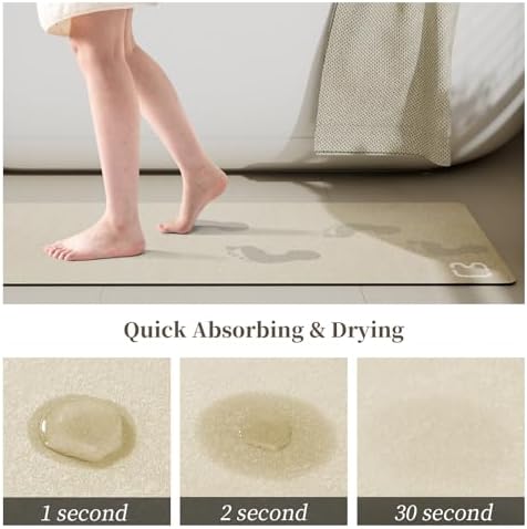 Extra Long Bathroom Runner Large Stone Bath Mats for Bathroom,17"x59"Beige