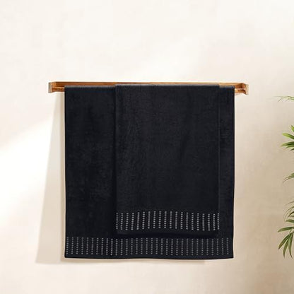 BELIZZI HOME Cotton 2 Pack Oversized Bath Towel Set 28x55 inches, Large Bath Towels, Ultra Absorbant Compact Quickdry & Lightweight Towel, Ideal for Gym Travel Camp Pool - Black