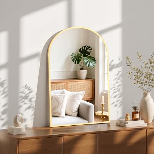 Sweetcrispy 20"x30" Arched Gold Bathroom Mirrors for Wall
