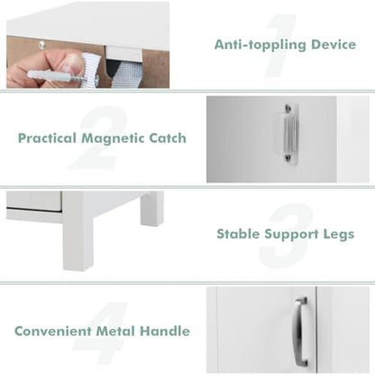 Giantex Narrow Bathroom Storage Cabinet with Adjustable Shelf (White)
