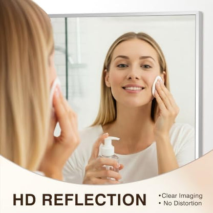 FICTOR Bathroom Vanity Mirror for Over Sink, 30" x 30", Silver