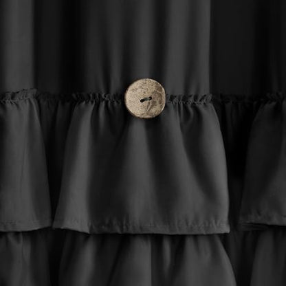 Ruffle Farmhouse Shower Curtain, Black Vintage Shower Curtains for Bathroom Fabric Cute Rustic Cloth, 72" W X 84" L Inch