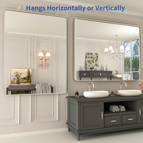 WEER Brushed Nickel Bathroom Vanity Mirror 48X36 Inch